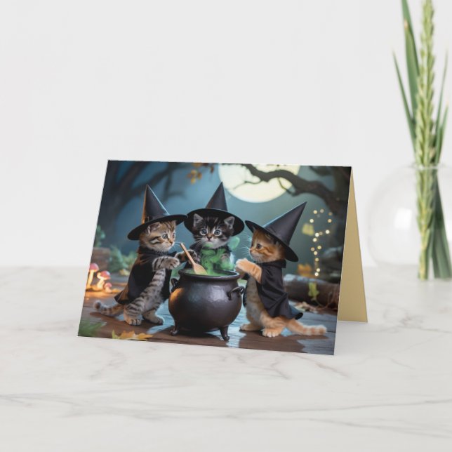 Söt Macbeth katt Halloween-kort Helgkort (Framsida)