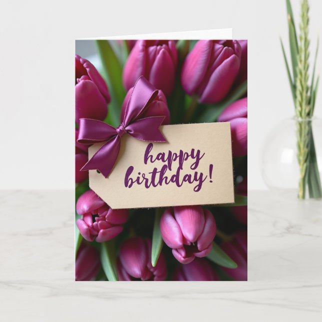 Söt Magenta Blommig Födelsedagspresentkort Kort (Framsida)