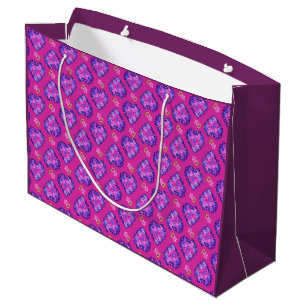 Söt Magenta Hearts and Flowers Large Gift Bag