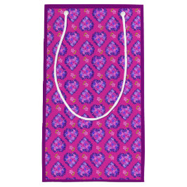 Söt Magenta Hjärtar och Blommor Small Gift Bag