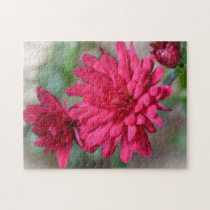 Söt Magenta Rosa Morsa Flowers Puzzle Pussel
