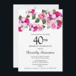 Söt Magenta Rosa Vit Blommigt 40 födelsedagar Inbjudningar<br><div class="desc">Ljusa och färgstarka,  feminina pansier dekorerar toppen av denna 40-årsdag party. Söt blommor är en kombination av magenta,  rosa och vitt. De är kapslade i mörk grönt blommor. Det här objektet är en del av Rosa Pansy-samlingen. Utöver inbjudningskontorsmaterial hittar du matchande party-artiklar och presenter.</div>