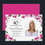 Söt Magenta Rosa Vit foto 40 födelsedagar Inbjudningar<br><div class="desc">En elegant ram av vattenfärgsrutor omger din 40-årsdag party och ditt foto. Den ljusa och färglösa magentan, rosan och den vita blommigten är perfekt för vår eller sommarfödelsedag. All text är redigerbar så att du kan skapa bara högernas visare. Baksidan av inbjudan är en levande magenta. Den här inbjudan ingår...</div>