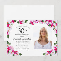 Söt Magenta Rosa White Photo 30års födelsedag