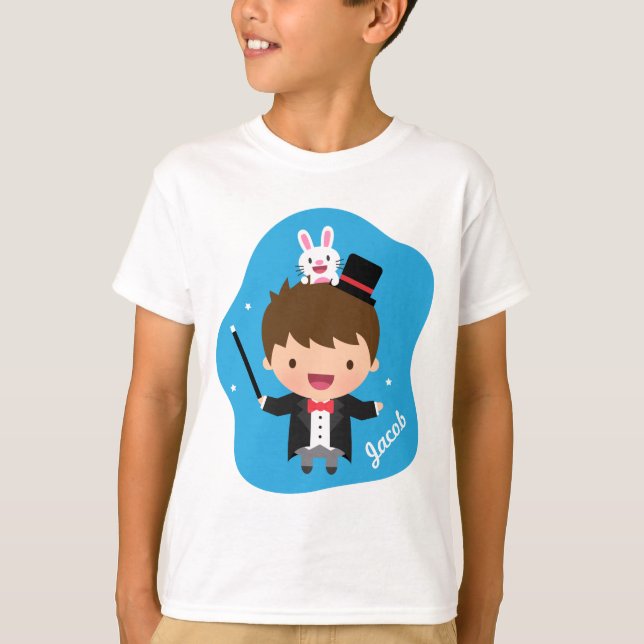 Söt Magiker Magi Kanin Trick För Barn Tee Shirt (Framsida)