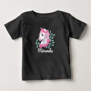 Söt magisk enhörning med anpassningsbart namn t shirt