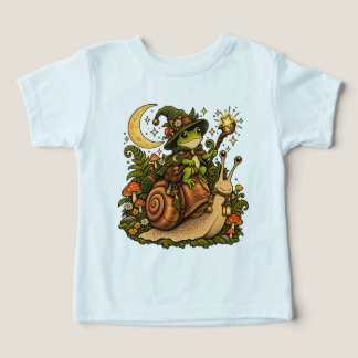 Söt magisk groda ridandes snigel barn T-shirt