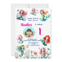 Söt Magisk Havsfröken På-havet Första Födelsedag