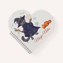 Söt magisk katt Halloween Spiral anteckningsbok