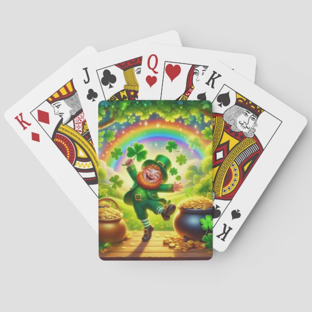 Söt, magisk Leprechaun Saint Patrick's Day Casinokort (Baksidan)