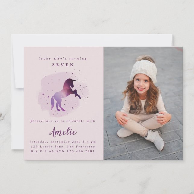 Söt magisk lila Unicorn Meddelande (Framsida)