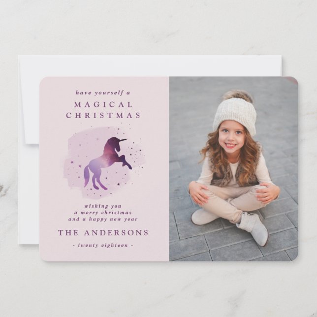 Söt magisk lila Unicorn Meddelande (Framsida)