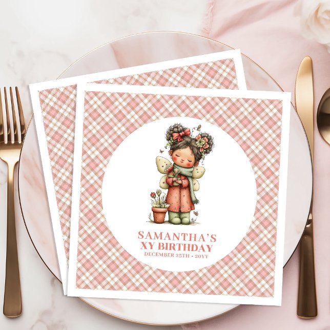 Söt Magisk Rodnad Alf 6-års Födelsedagsfest Servet Pappersservett (Cute Magical Blush Fairy 6th Birthday Party Napkins)