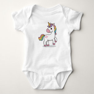 Söt Magisk Rosa Enhörning Illustration för Bebis T Shirt
