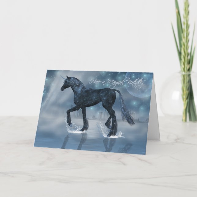 Söt magiskt födelsedagskort med Unicorn Kort (Framsida)