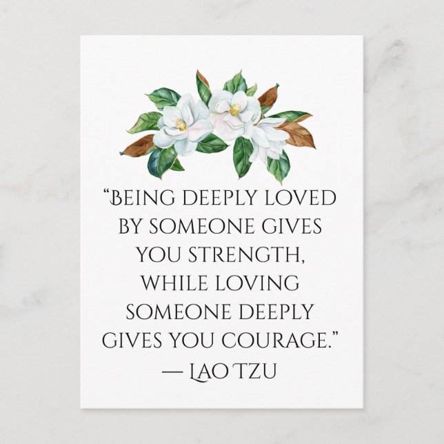 Söt Magnolias och djupa Kärlek-citatet Vykort (Framsida)