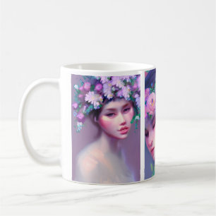 Söt Maidens Flowers in Hair Etheral Art Kaffemugg