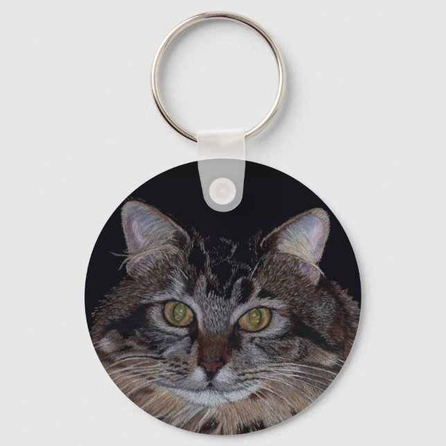 Söt Maine Coon Cat Nyckelring (Framsida)