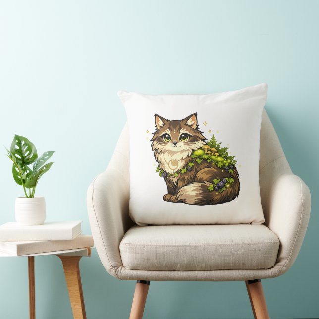 Söt Maine Coon Katt Anpassad Namn Accent Kudde (Stol)