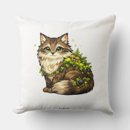Söt Maine Coon Katt Anpassad Namn Accent Kudde