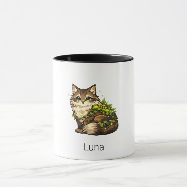Söt Maine Coon Katt Anpassat Namn Två-Ton Mugg (Center)