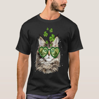 Söt Maine Coon Katt St Patrick's Day Dekoration Ka T Shirt