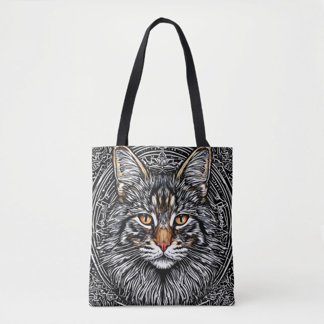 Söt Maine Coon Katt Tygkasse (Framsida)