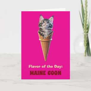Söt Maine Coon-kon Godiskort Kort