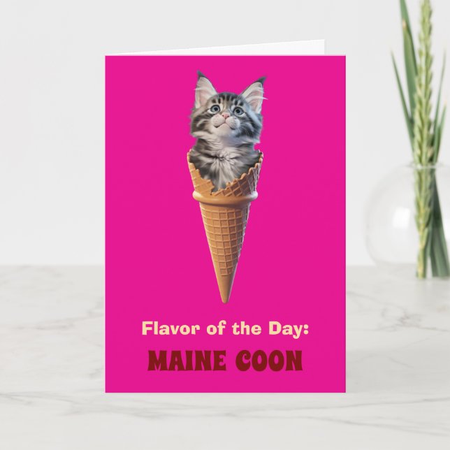 Söt Maine Coon-kon Godiskort Kort (Framsida)