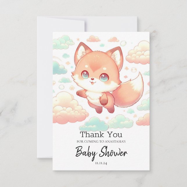 Söt Majestic Fox Baby Shower Tack Kort (Framsida)