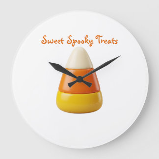 Söt majs godis Halloween | Söt spöklik konst Stor Klocka
