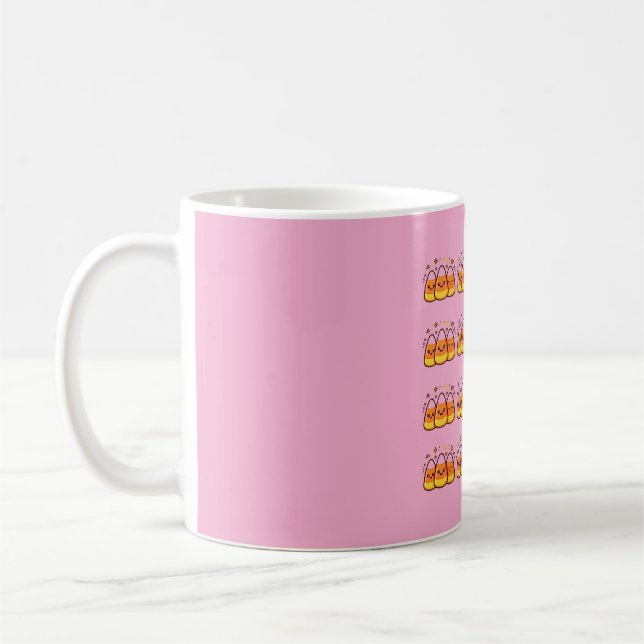 Söt majs Halloween-mönsterdekalj Kaffemugg (Vänster)