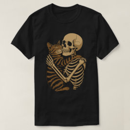 Söt makaber kattomfamning – skelett och kattunge t shirt