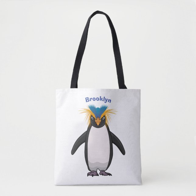 Söt makaronpingvin serieillustration tygkasse (Framsida)