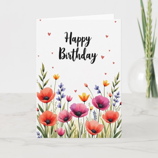 Söt Målad Blomsterkort Kort (Framsida)