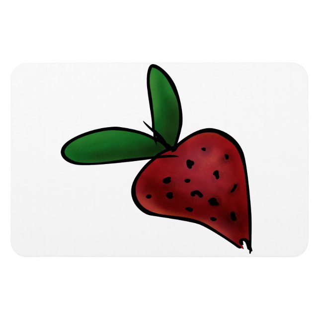 Söt Målad Jordgubbsillustration Magnet (Horisontell)