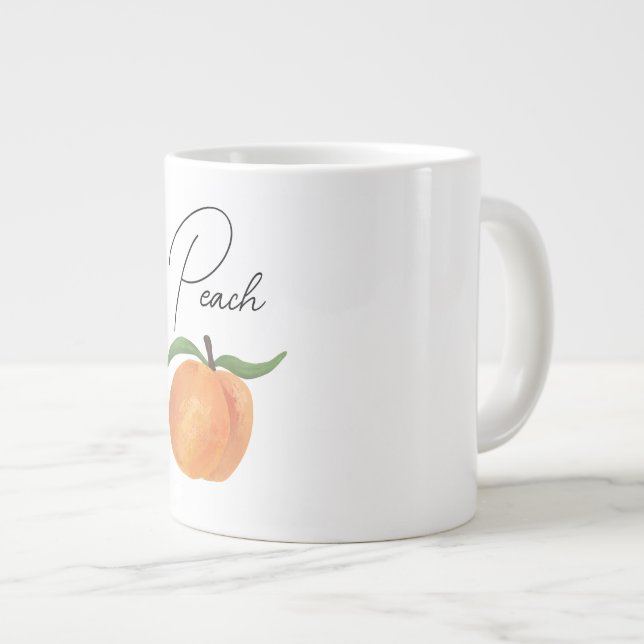 Söt Målad Persika Frukt Illustration Jumbo Mugg (Framsida höger)
