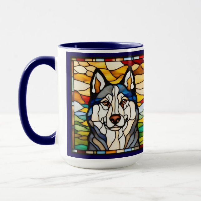 Söt Malamute Keramisk Kaffemugg (Vänster)