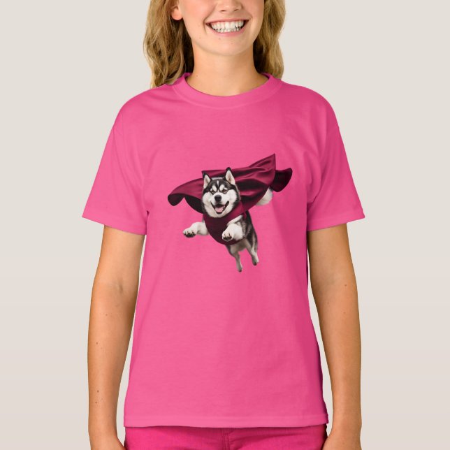 Söt Malamute-superhjältebarnskjorta T Shirt (Framsida)