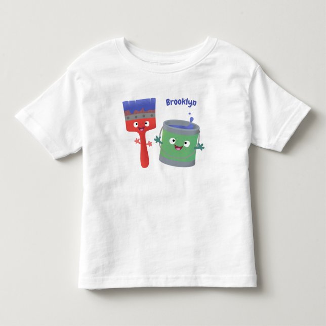 Söt målarpensel och målarbokstäver t shirt (Framsida)