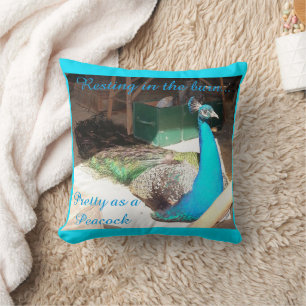 Söt Male Blue Peacock Dekorativ kudde