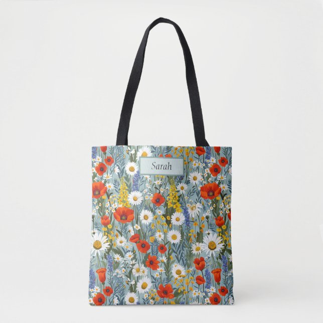 Söt mall Chic Blommor Boho Personlig Tygkasse (Framsida)