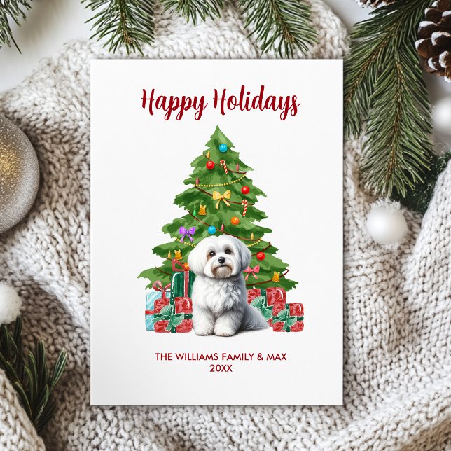 Söt malteser hund jul familj julkort (Skapare uppladdad)