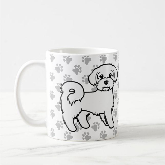 Söt malteser-illustration av tecknad hund kaffemugg (Vänster)