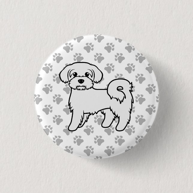 Söt malteser-illustration av tecknad hund knapp (Framsida)