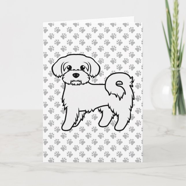 Söt malteser-illustration av tecknad hund kort (Framsida)