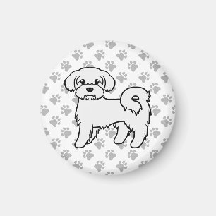 Söt malteser-illustration av tecknad hund magnet