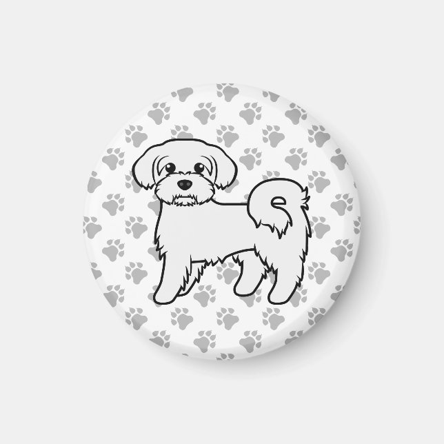 Söt malteser-illustration av tecknad hund magnet (Framsidan)