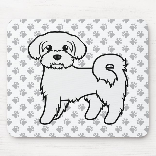 Söt malteser-illustration av tecknad hund musmatta (Framsidan)