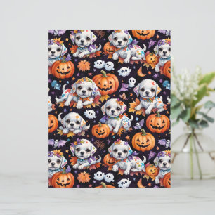 Söt malteser-valp Halloween-scrapbokspapper